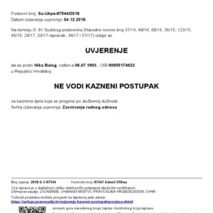 Tłumaczenie przysięgłe zaświadczenia o niekaralności z Chorwacji na język polski – online