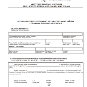 Tłumaczenie przysięgłe certyfikatu rezydencji podatkowej z Litwy na język polski – online