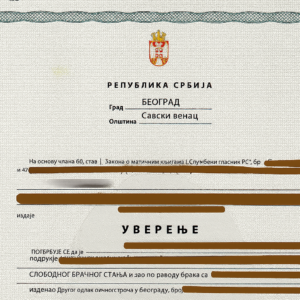Tłumaczenie przysięgłe zaświadczenia o braku przeszkód do zawarcia małżeństwa z Serbii na język polski – online