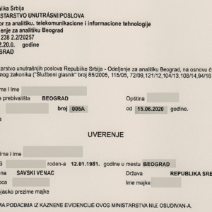 Tłumaczenie przysięgłe zaświadczenia o niekaralności z Serbii na język polski – online