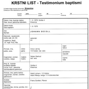 Tłumaczenie przysięgłe aktu chrztu z Słowenii na język polski – online