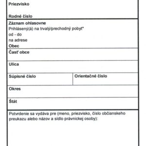 Tłumaczenie przysięgłe zaświadczenia o miejscu zamieszkania z Słowacji na język polski – online