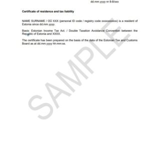 Tłumaczenie przysięgłe certyfikatu rezydencji podatkowej z Estonii na język polski – online
