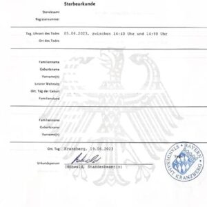 Tłumaczenie przysięgłe aktu zgonu z Niemiec na język polski – online